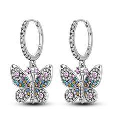 Hoop Huggie Luxury Earrings Silver Color Sparkling Pave Cubic Zirconia Butterfly For Women Girl Female Fashion JewelryHoop5748318