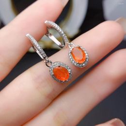 Dangle Earrings Mexican Fire Opal Rare Orange Drop Sterling Silver Natural Untreated Earth Mined 7x5mm VVS Genuine