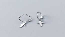 fine jewelry smooth solid silver 925 gold cross hoop huggie fashion jewelry earring manufacturer in China1588641