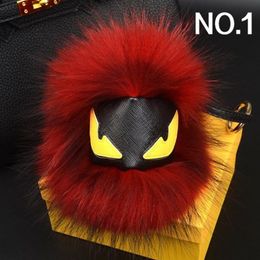 Fashion luxury designer cute lovely little moster hand made real fur leather handbag charms car keychains2626