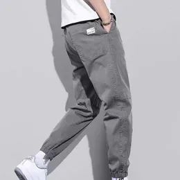 Men's Pants Men Overall Simple Solid Color Cargo Spring Summer Drawstring Ankle Tied Trousers For Working