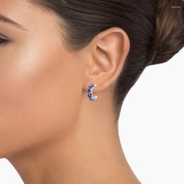 Stud Earrings S925 Sterling Silver Jewelry Pia Amethyst Huggie