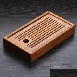 Tea Trays Chinese Traditions Bamboo Tray Solid Board Kung Fu Cup Teapot Crafts Cture Set Preference Drop Delivery Home Garden Kitche Dhwak