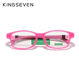 KINGSEVEN Children S Size 46mm Anti-blue Square Blue Light Blocking Kids Glasses TR90 Detachable Computer Gaming Clear Eyewear 240226