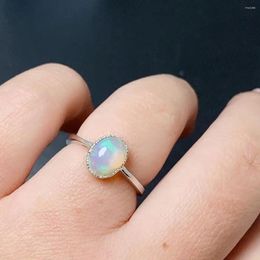 Cluster Rings Simple 925 Silver Opal Ring 6mm 8mm Natural Soild Sterling Jewellery