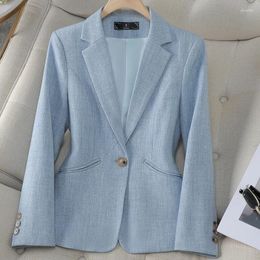 Women's Suits ZJYT Korean Fashion OL Work Blazers For Women 2024 Spring Elegant One Button Formal Business Chic Plus Size Jacket Coat Veste