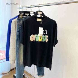 Advanced Version Italy Fashion GG Men's T-shirt Tops Summer Female GG Letter Printing Luxury Brands Shirt Men and Women Highs Quality QUCCI Casual Cotton Tees 9785 420