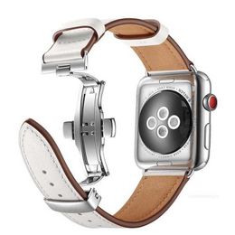 Designer Apple Watch Leather Bracelet Butterfly Clasp Smart Strap Belt 384041mm 42444549mm for apple Watch Series ultra 9 8 7 6 designer0MNL0MNL
