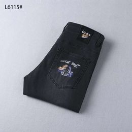 2024 Men's Jeans Casual Pants Luxury Designer Brand High Street Straight Jean Mens Blue Jeans Washed Big Hole Zipper Biker Pants Black Pant 29-40 #034