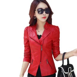 Jackets Fashion PU Leather Jacket Women Soft Faux Leather Coat Short Slim Black Motorcycle Jackets 2019 Spring Autumn Plus Size 5xl 6xl