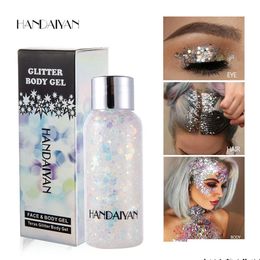 Eye Shadow Handaiyan Teras Body Glitter Gel Mermaid Scale Cream Eyeshadow Face Eyes Laser Sequins Festival Stage Makeup Glow Drop Deli Dhaqx