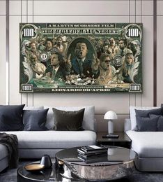 Graffiti Street Money Art 100 Dollar Canvas Painting Posters and Prints Wolf of Wall Street Pop Art for Living Room Decor5240665