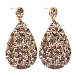 Dangle Earrings Glitter Faux Leather Teardrop For Women Fashion Chic Jewelry Wholesale