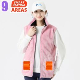 Jackets Women Winter 9 Places Heated Fleece Vest Men Usb Heated Jacket Heating Vest Thermal Clothing Hunting Fleece Vest Heating Jacket