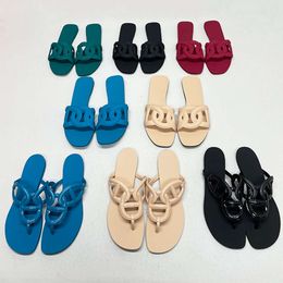 Designer Luxury Sandal Women Chain Slides Summer Rubber Big Head Slides Fashion Beach Sexy Shoes Flat Slippers Top Quality With Box NO322