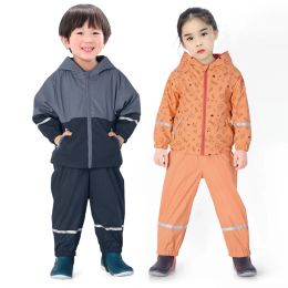 Sets Rain Fleece Jacket Pants Boy Suits Waterproof Baby Girls Clothing Set Hooded Coat Overalls Sport Childrentracksuit Kids Outfits