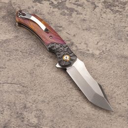 High Quality A2290 Flipper Folding Knife M390 Satin Tanto Point Blade Cured Wood with Steel Head Handle Outdoor Ball Bearing Washer Fast Open Folder Knives