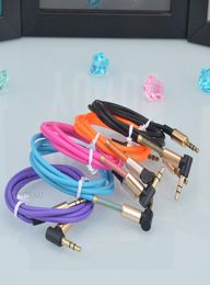 35mm aux cable 90° right angle head audio cable for speaker device mp3 phone radio dvd sound 1 meter multi colors male to male8574609