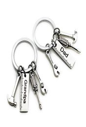 50pcslot New Stainless Steel Dad Tools Keychain Grandpa Hammer Screwdriver Keyring Father Day Gifts1 85 W28062975