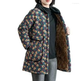 Women's Trench Coats Mom's Winter Velvet Cotton-Padded Clothes For Middle-Aged And Elderly Women Hooded Medium Long Thicken Keep Warm