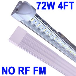 4FT 72W LED Shop Light Garage 6500K 72000LM White Light, T8 4FT LED Tube Lights NO-RF RM Warehouse Workshop Basements,Linkable LED ShopLights Barn crestech