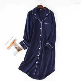 Women's Sleepwear KISBIN Spring Autumn Women Nightdress Pure Cotton Long Sleeves Loose Nightgowns Style Shirt Button Homewear