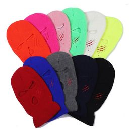 Berets 3 Hole Knitted Face Mask Winter Balaclava Cap Hat Ski Beanie For Outdoor Sports