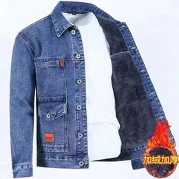 Autumn and Winter Mens Classic Fashion All-Match Denim Jacket Mens Fleece Thickening Warm High-Quality Jacket S-5XL 240228