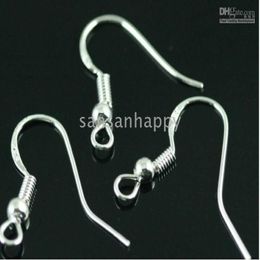 500PCS 925 Sterling Silver Earring Findings Fishwire Hooks Jewelry DIY 15mm fish Hook Fok Coil Ear Wire276M