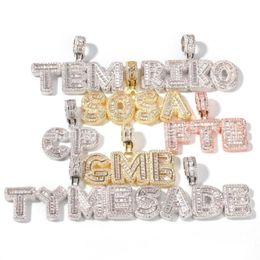 Custom Name Necklace Gift Personal Baguette letters Pendant Chain Iced Out Rock Candy Letters Pendant Necklace Jewellery Gift287Q