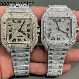 Cartiiers Diamonds watch White Gold Plated Iced Out Automatic Wristwatch for Men