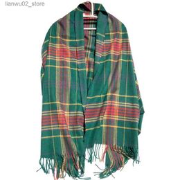 Scarves Fashionable cashmere adhesive shawl plain scarf brushed bag Tatar warm and large fashionable plaid late autumn winter edge Q240228