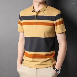 Men's Polos Summer Top 95% Pure Cotton Brand Designer Trend Polo Shirt Design Stripe Lapel Pattern Casual Fashion Short Sleeves