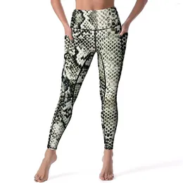 Active Pants Trendy Snakeskin Yoga Female White Snake Print Leggings High Waist Funny Legging Stretch Printed Gym Sports Tights