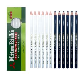 Dryers 12pcs Japan Black Pencil Coloured Pencil Dermatograph K7600 Oilbased Paper Wrapped for Tattoo Eyebrow Marker Paint Pencil