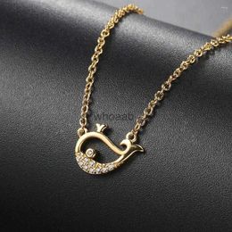 Necklaces Cute Necklaces Whale Necklace Girl Women Cartoon Korean Micro Inlaid Zircon On The Neck Jewelry Shangpinhat 240228