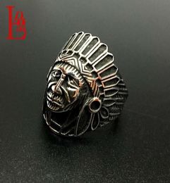 Couple Exaggerated ring Indian Head blackening stainless steel direct marketing259y8545106