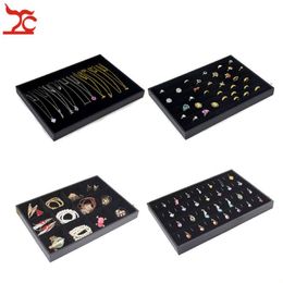 Black Velvet Stackable Jewellery Display Trays Necklace Ring Earring Holder Showcase Pendant Watch Storage Jewellery Boxes290Q