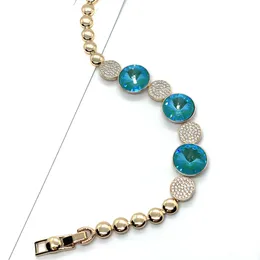 Link Bracelets European High-End Jewelry Pure Copper Set Crystal Bracelet Women's Fashion Luxury And Sophistication