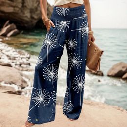 Women's Pants Women Wide Leg Casual High Waist Elastic Printed Loose Female Clothes Trousers Fashion 2024 For Ladies