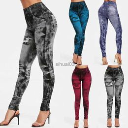 Women's Pants Capris Women Imitation Jeans Stretch Leggings Fashion Sexy Slim Push Up Lady Gym Leggings Causal Simple High Waist Streetwear Leggings