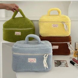 Cosmetic Bags Zipper Plush Bag Portable Fluffy Letter Makeup Pouch Tote Storage Travel Washbag Female/Girls