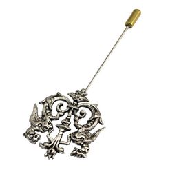 Whole Unisex 3 Colours Dragon Shield Brooches Suit Shirt Corsage Lapel Stick Pin Chain Brooch Jewellery Gift For Men6392291