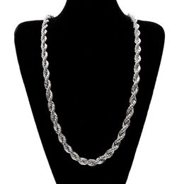 10mm Thick 76cm Long Solid Rope ed Chain 24K Gold Silver Plated Hip hop ed Heavy Necklace 160gram For mens269R