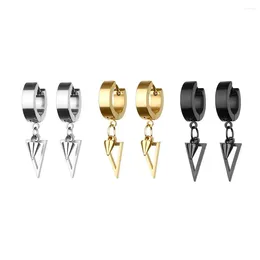 Hoop Earrings Fashion Men Women Water Drop Circle Stainless Steel Silver Color Gold Black Hollow Triangle Charm Huggie Earring