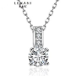 100% Pure 925 Sterling Silver Pendant Necklace 1 5 Ct SONA CZ Diamond Engagement Necklace Solid Silver Wedding Necklaces for Women2897