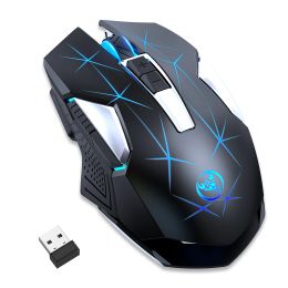 Mice HXSJ T300 2.4G Wireless RGB Gaming Mouse 7 Buttons Adjustable 10002400DPI LED Breathing Light Rechargeable Mouse