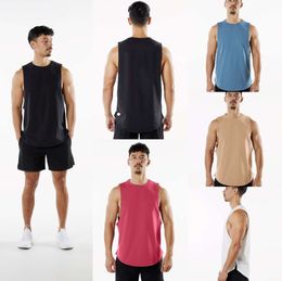 LU-864 Men Yoga Outfit Solid Color Sports Leisure Plus Size Vest Exercise Breathable Sleeveless O Neck Basketball Tank Tops All kinds of fashion