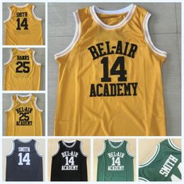 Hot sale Will Smith 14 BEL-AIR Academy Jersey 25 Carlton Banks BEL-AIR Academy Movie Basketball Jersey Double Stitched Name Number Fast Shipping