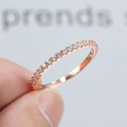 Mini Round Lab Diamond Thin Rings For Women 925 Sterling Silver Rose Gold Stackable Ring Female Wedding Jewelry Engagement Bands1251y